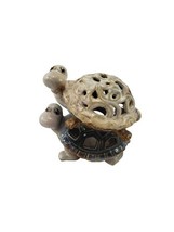 Vintage Hand Painted Ceramic Stacked Figurine Turtle Couple - $19.78