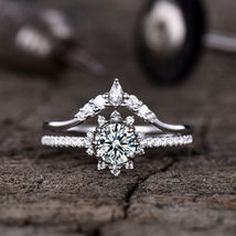 1Ct Brilliant Round Cut Diamond Bridal Wedding Ring Set 14K White Gold Finish  - £67.25 GBP