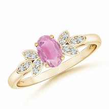ANGARA Vintage Style Oval Pink Tourmaline Ring with Diamond Accents - £441.76 GBP