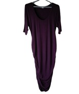 Maternity Motherhood Sz L Purple knit Dress Ruched sides short sleeve - $639.65 MXN