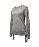 RtA Arianne Sweater 100% Cashmere XS Light Heather Gray Pullover Lace-Up... - $67.91 CAD