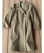 WWII, OVERCOAT, MELTON WOOL, O.D. SIZE 38R, DATED 1942 + 1945, NAMED - $125.00