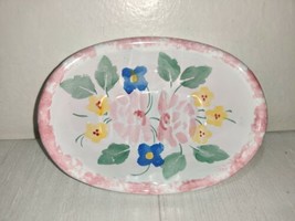 Handmade For Pier 1 Imports Pottery Floral Soap Dish Handpainted in Italy - £11.18 GBP
