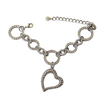 Everlast Silver Bracelet Heart Charm Clear White Swarovski Crystals Oliver Weber - £69.38 GBP