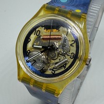 Rare Vintage 1994 Swatch Swiss Quartz Watch Men Clear Skeleton Analog New Batter - £112.83 GBP