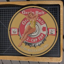 Vintage 1965 Grain Belt Pull-Cap Top Porcelain Gas &amp; Oil Metal Sign - £98.09 GBP