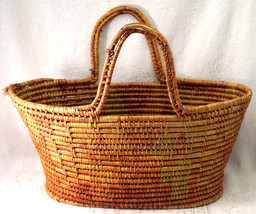 Toluca Valley Mexico Basket with Handles from Estate Great Colored Pattern - $69.00
