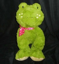 18" Animal Adventure 2017 Baby Green Frog Stuffed Plush Soft Toy Pink Polka Bow - $37.05
