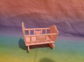 Vintage ? Plastic Pink Baby Crib Miniature Dollhouse Nursery Furniture - £3.15 GBP