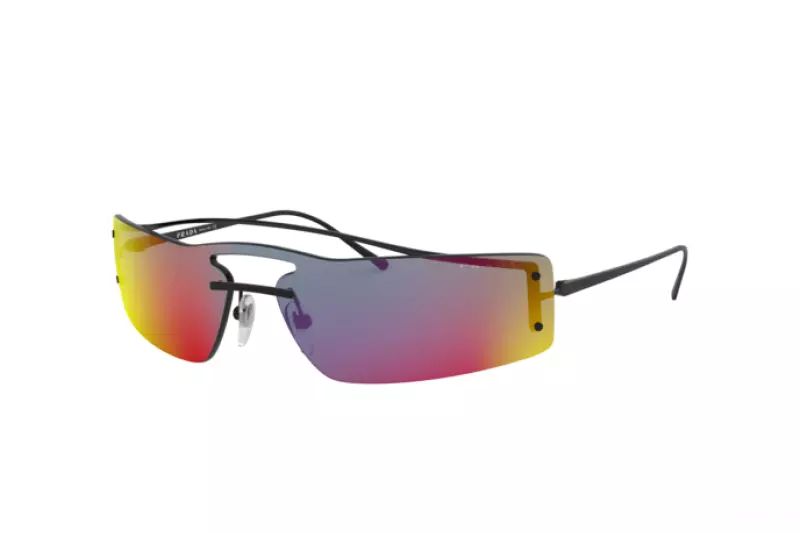 Prada SPR 61V 1AB/9Q1 Sunglasses Black/Grey/Blue/Red Mirror - $139.00