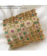 Gold Plated Indian Bollywood Style Green CZ Bridal Ruby Red Bangles Jewe... - £141.97 GBP