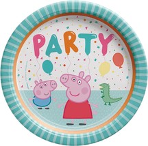 Peppa Pig Confetti Party Round Plates - 9&quot; (Pack of 8) - Vibrant Multicolor Pape - £12.78 GBP