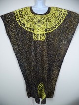 Women&#39;s Yellow On Black Handmade African Traditional Bubu Dress. OSFA. - £21.41 GBP