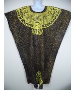 Women&#39;s Yellow On Black Handmade African Traditional Bubu Dress. OSFA. - $27.23