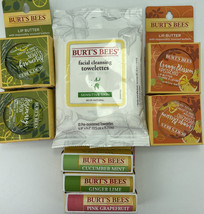 Burts Bees Bundle Lip Butter .4oz Lip Balm .15oz 10 Facial Towelettes Lot of 8 - £26.49 GBP