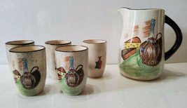 Vintage Capri Pitcher Cup Set by Royal Sealy Japan 6 Pc Wine Cheese Host... - $46.39