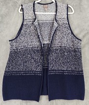 Chicos Sweater Vest Womens 3 Blue White Knit Casual Ombre Open Front Car... - £20.19 GBP