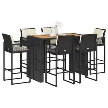  Garden Bar Set Black PE rattan 7 Piece Set UV-resistant materials - $1,373.16 CAD