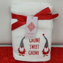 2X Christmas Hand Towels 2 Pc Set White Gnome Sweet Gnome 100% Cotton NWT - $12.98