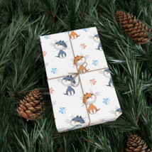 Gray and Orange Kitty Cat Gift Wrap Paper Eco-Friendly - £9.41 GBP