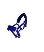 Horse Halter Nylon Blue Fleece Adjustable Size Foal Padded Patterned HH002 - $13.86