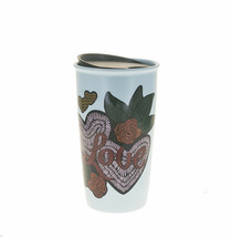 Starbucks Valentine Day Blue Heart Roses Love Ceramic Traveler Tumbler Mug 12oz - £27.04 GBP