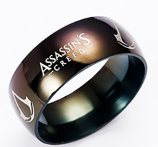 8mm Black Assassin&#39;s Creed Ring Stainless Steel Men Band  Couple Ring Size 6-13 - £14.38 GBP