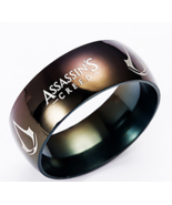 8mm Black Assassin&#39;s Creed Ring Stainless Steel Men Band  Couple Ring Si... - £14.41 GBP