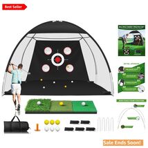 Portable 10x7ft Golf Training Net with Tri-Turf Mat - Ideal Gift for Gol... - $130.63