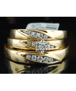 His &amp; Her 2Ct Diamond 14K Yellow Gold Finish Wedding Ring Bands Trio Bri... - $112.20