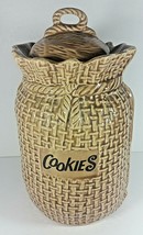 McCoy Pottery Burlap Sack Cookie Jar 12in Vintage Canister Basket Weave ... - £30.88 GBP