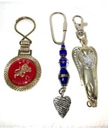 Vintage LEO Astrology Angel and Heart  Fob Key Ring Key Chains set of 3 - $12.49