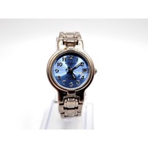 LA Express Watch Women New Battery Blue Date Dial Silver Tone 22mm - $16.99