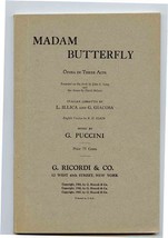 Madam Butterfly Opera Libretto G Puccini by G Ricordi  - £11.68 GBP
