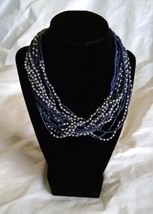 Jaclyn Smith Collection Silver Navy Blue Tones Multi Necklace - £8.28 GBP
