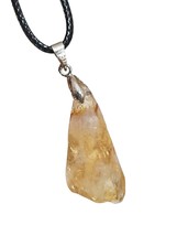 Citrine Pendant Necklace Polished Raw Crystal Gemstone Mood Lift 20&quot; Cord Lace - £4.19 GBP