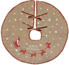 Merry Christmas Tree Skirt White Snowflake Burlap Tree Skirt For Xmas Decor NEW - £12.07 GBP