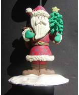 Whimsical Christmas Festive Santa Claus Taper Candle Holder Decor 7&quot; Tall - £9.43 GBP