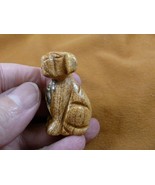 (Y-DOG-LA-574) tan Jasper LABRADOR lab Dog carving FIGURINE gemstone sto... - $19.15 CAD