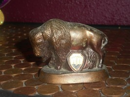 VINTAGE COPPER WILD BUFFALO FIGURINE OKLAHOMA STATE SOUVENIR-MOLDED ITEM - $12.34