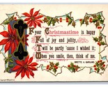 Brette Carland Verse Poinsettias Holly Christmas Embossed DB Postcard W7 - $3.91