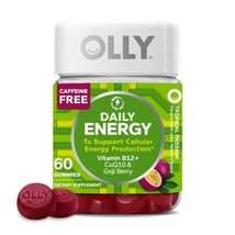 OLLY Daily Energy Gummy Supplement with CoQ10 &amp; B12, Caffeine Free, Tropical, 60 - £11.18 GBP