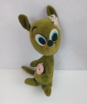 Vintage 1966 KAMAR Green Kangaroo With Pink Joey In Pouch 7.5&quot; Plush Rare - £19.37 GBP