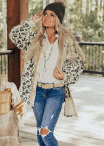 casual leopard print coat women&#39;s clothing - £25.85 GBP