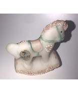 Fenton Rare White &amp; Pink  “Ice” Rocking Horse Hand Painted &amp; Signed USA - $1,855.83 MXN