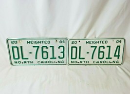 Matching Set of 2 Vintage 2004 North Carolina WEIGHTED Sequence License Plates - £9.89 GBP