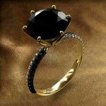3Ct Rund Schliff Labor Erstellt Black Diamond Verlobungsring 14K Gelb Vergoldet - £107.03 GBP