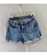 American Eagle Womens Jean Shorts Size 4Tomgirl Cuffed Distressed Measur... - £9.73 GBP