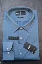 Hugo Boss Men Hank Kent Travel Slim Performance Stretch Dress Shirt 44 17.5 - £54.82 GBP