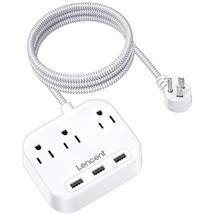 Power Strip With Usb, 3 Outlet 3 Usb Charging Ports (17W/ 3.4A), Flat Plug With  - £23.97 GBP